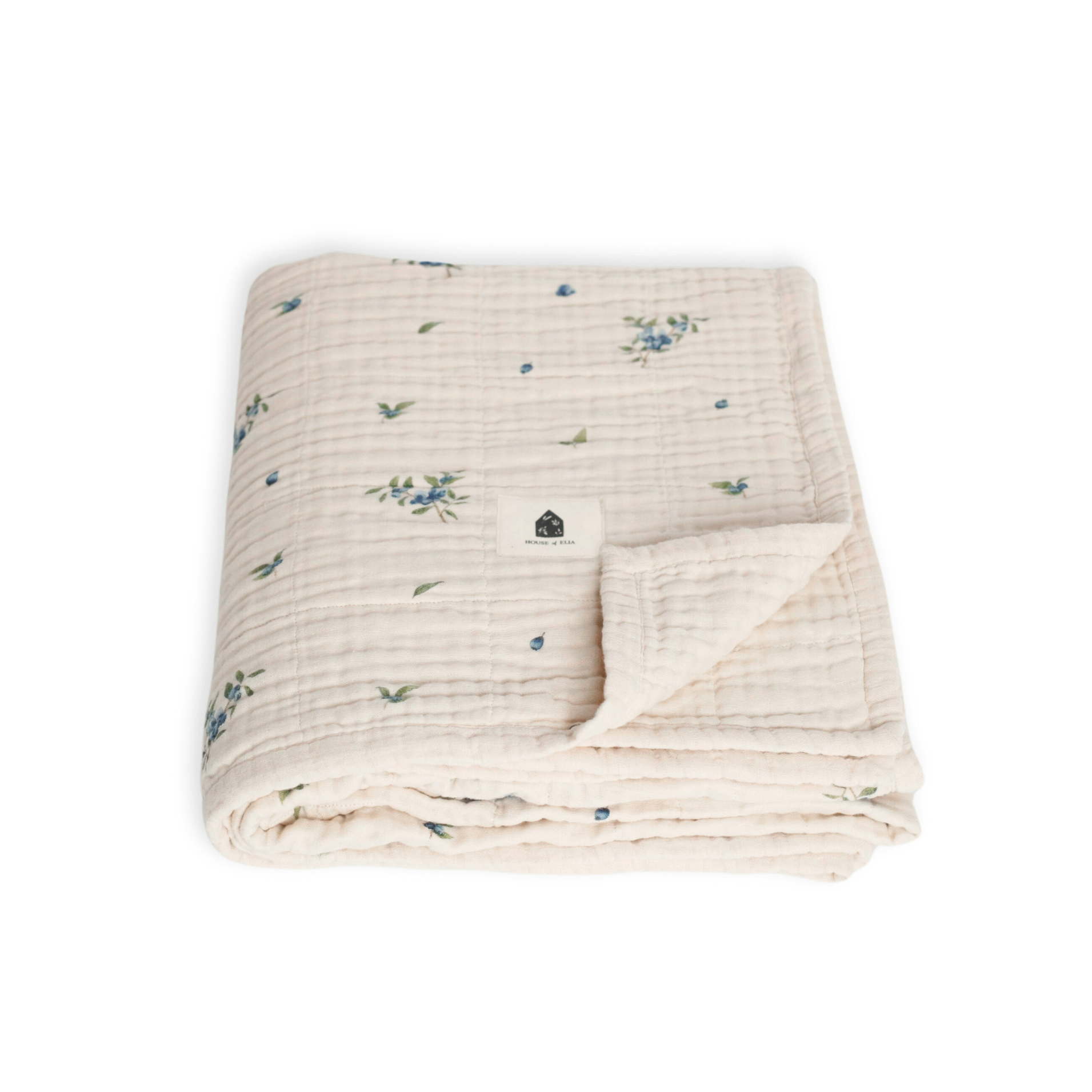 Organic Cotton Muslin Blanket, 4 Layers, Twin Size (60 X 72) - Blueberry