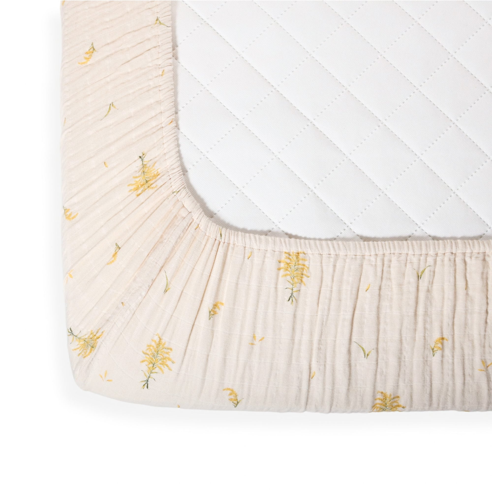 Drap contour couchette de bébé en mousseline de coton biologique - La verge d'or
