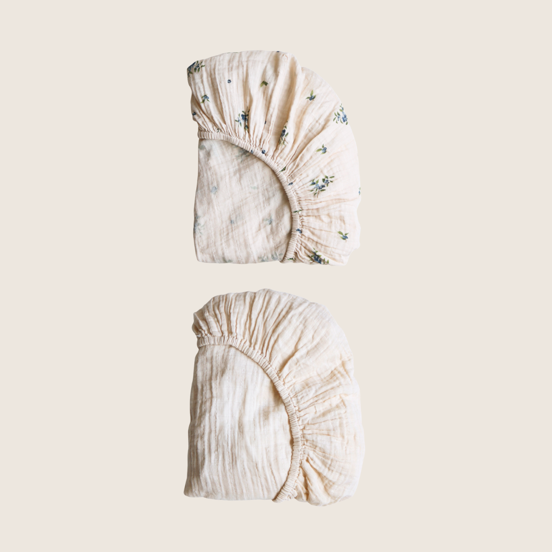 Ensemble de draps contours - Bleuet & Ivoire