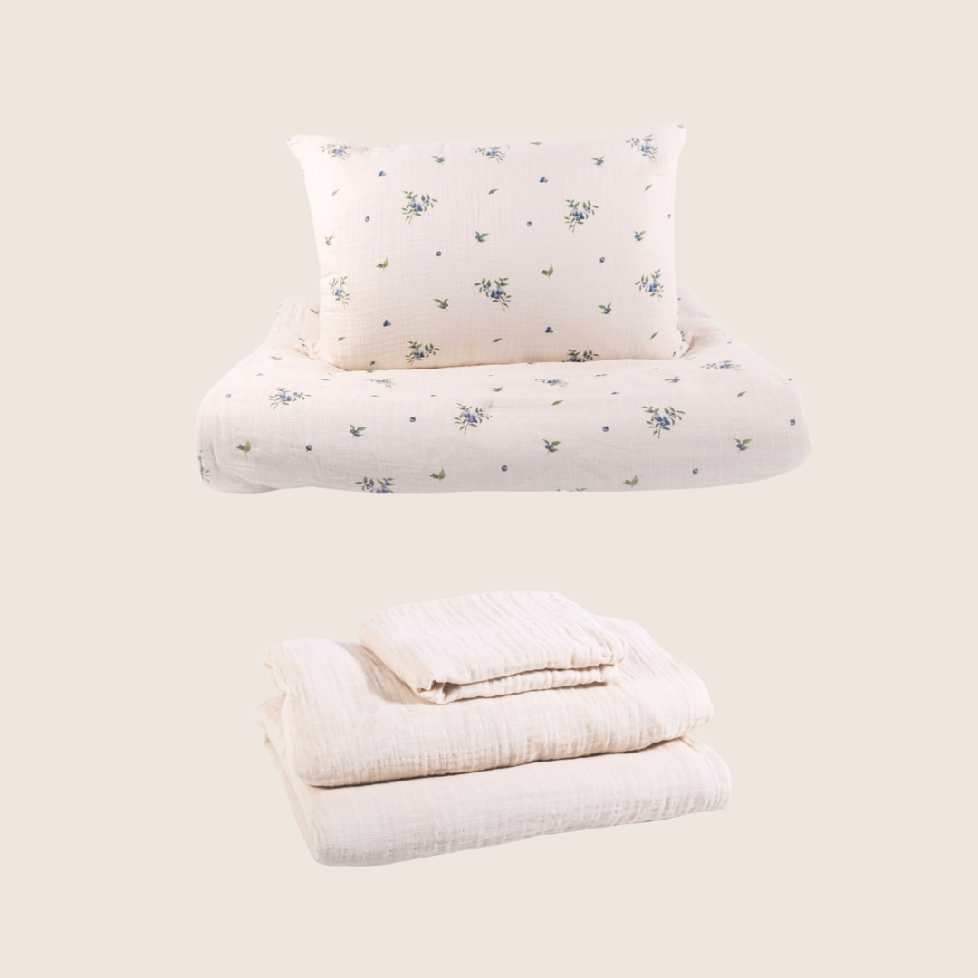 Ensemble lit simple Bleuet - Douillette, taie & draps