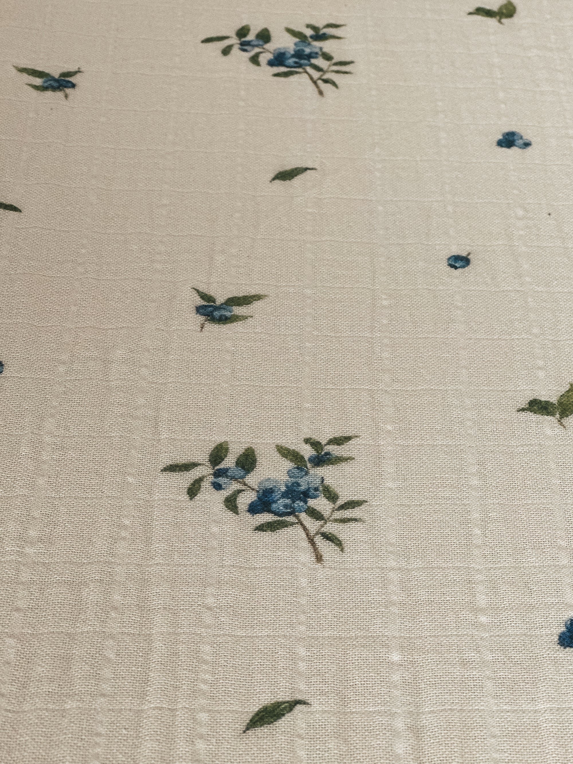 Drap contour couchette de bébé en mousseline de coton biologique - Bleuet