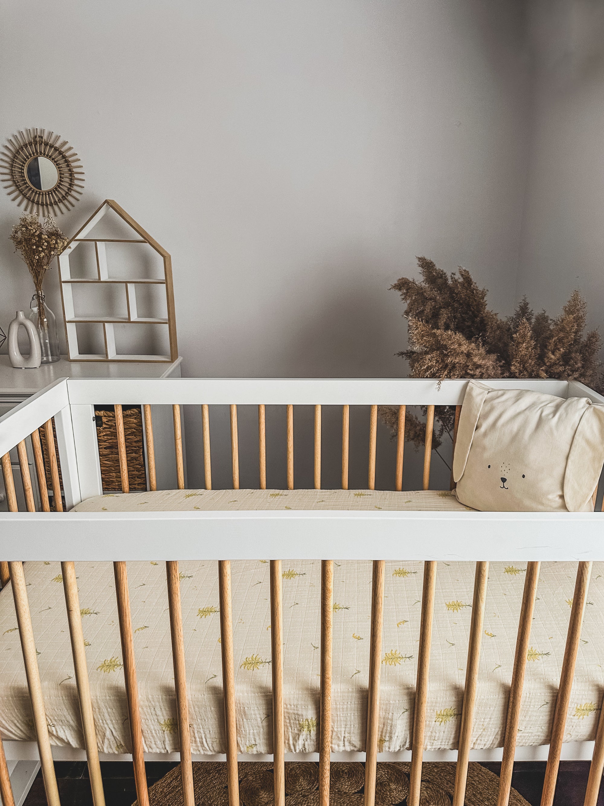Drap contour couchette de bébé en mousseline de coton biologique - La verge d'or