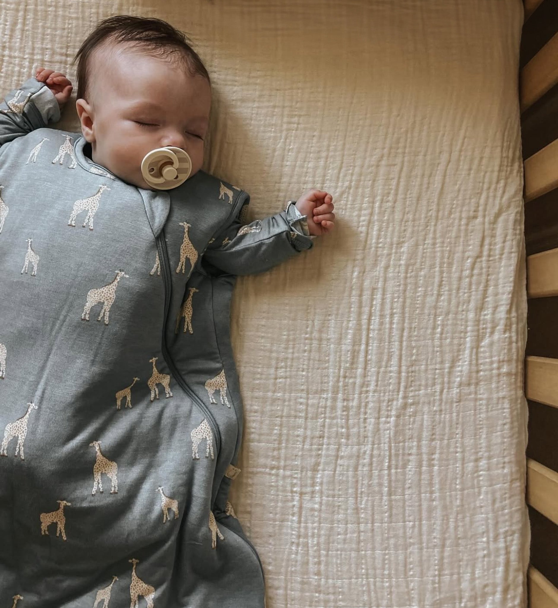 Drap contour couchette de bébé en mousseline de coton biologique - Ivoire