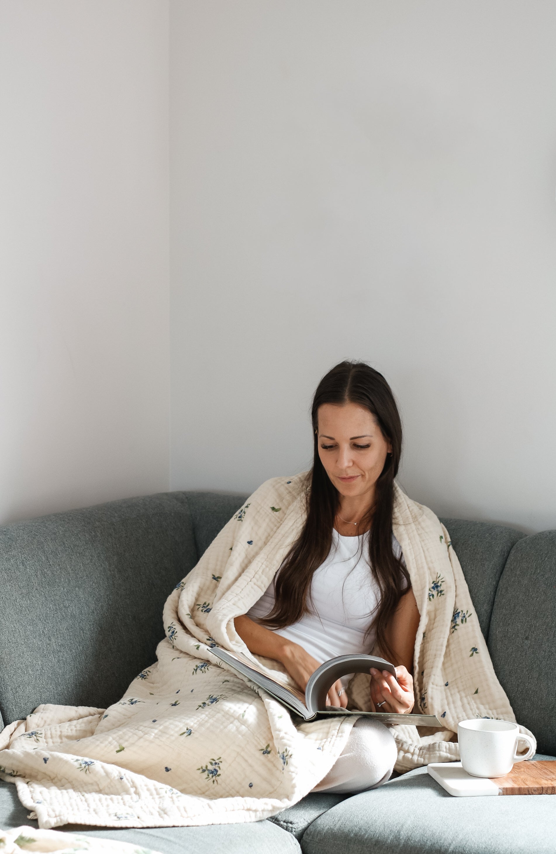 Organic Cotton Muslin Blanket, 4 Layers, Twin Size (60 X 72) - Blueberry