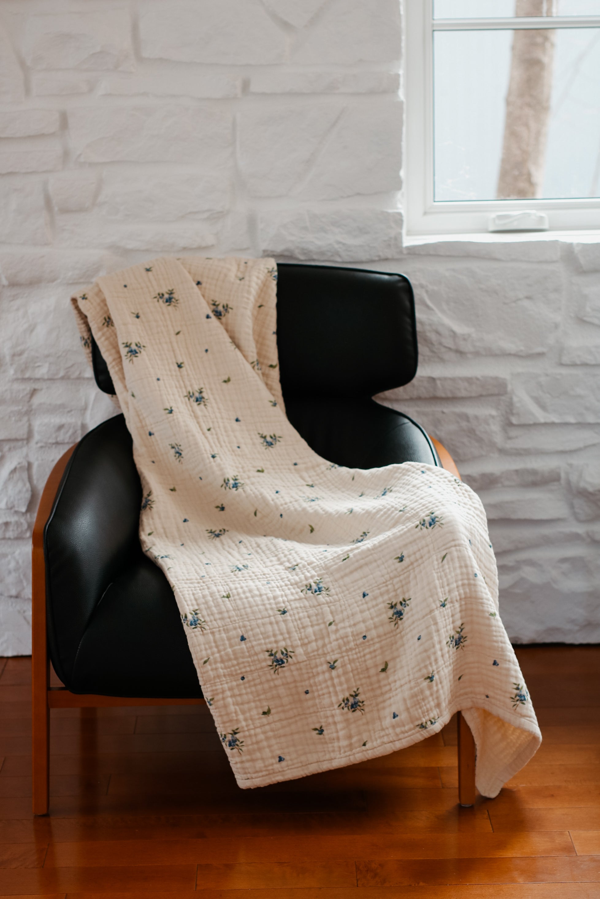 Organic Cotton Muslin Blanket, 4 Layers, Twin Size (60 X 72) - Blueberry