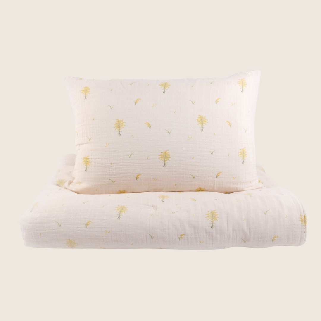 Ensemble douillette + taie d'oreiller est fabriqué en mousseline de coton 100 % biologique certifiée - La verge d'or